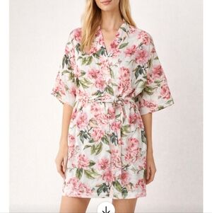 Show Me Your Mumu Floral Kimono Robe - Pink and Green